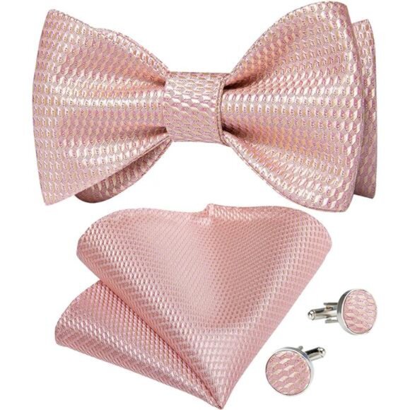 Men Bow Tie Paisley Striped 02 Blush Pink - Picture 1 of 6
